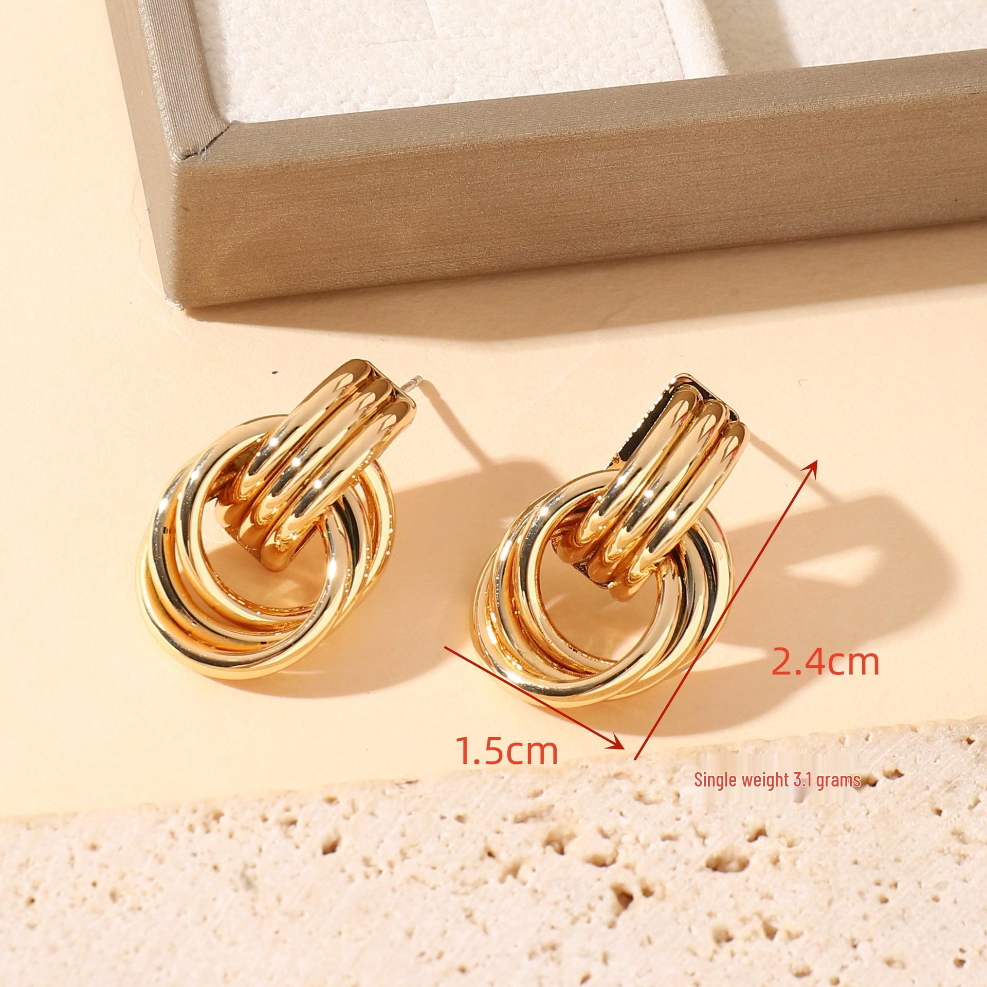 High-end Geometric Multi-layer Round Metal Earrings for Women