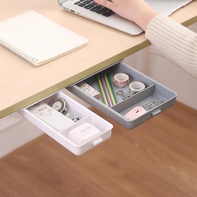 Self Stick Pencil Tray Desk Table Storage Drawer Storage Creative Kitchen Desk Organizer Storage Boxes Stand Self-adhesive Under-drawer Storage Box