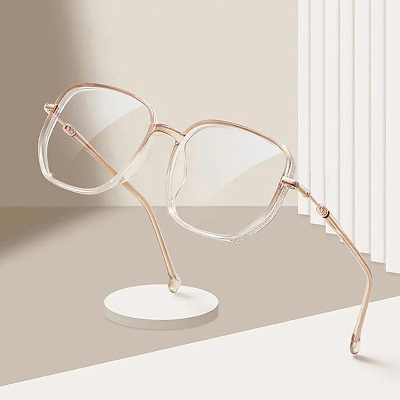 Anti-Blue Light Square Metal Glitter Frame Reading Glasses Gafas Women  Optical Eyewear Anti-Blue Light Mirror