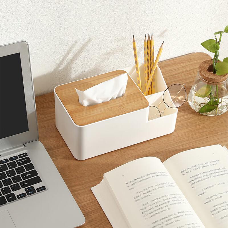 Plastic Desktop Tissue Box with Organizer