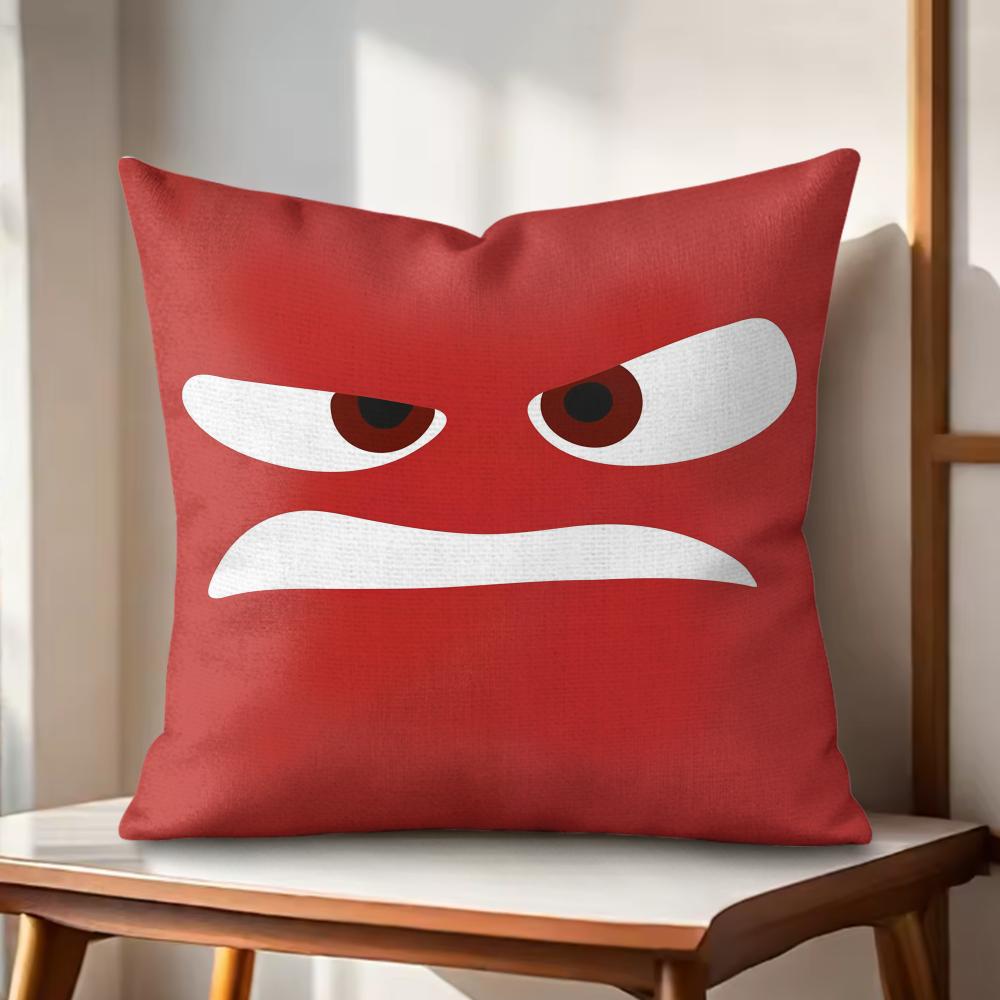 CARTOON ANGRY EYES Cushion Cover Natural Linen Organic Fabric DoubleSided Printing Couch Pillow Covers Home Decor