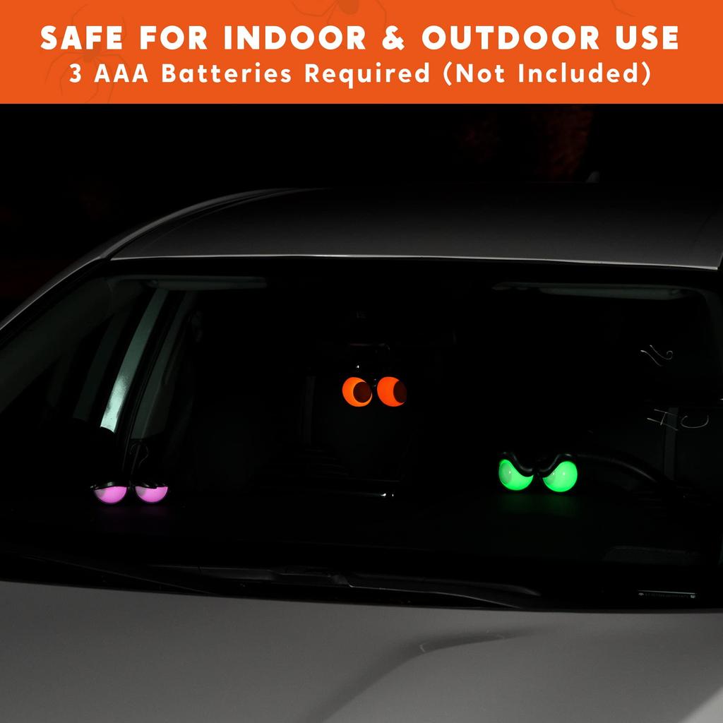 Joyfy Halloween Animerte 3-pakninger Blinkende Kikkende Øyne Lys Dekorasjoner for Halloween Bil Dekorasjoner