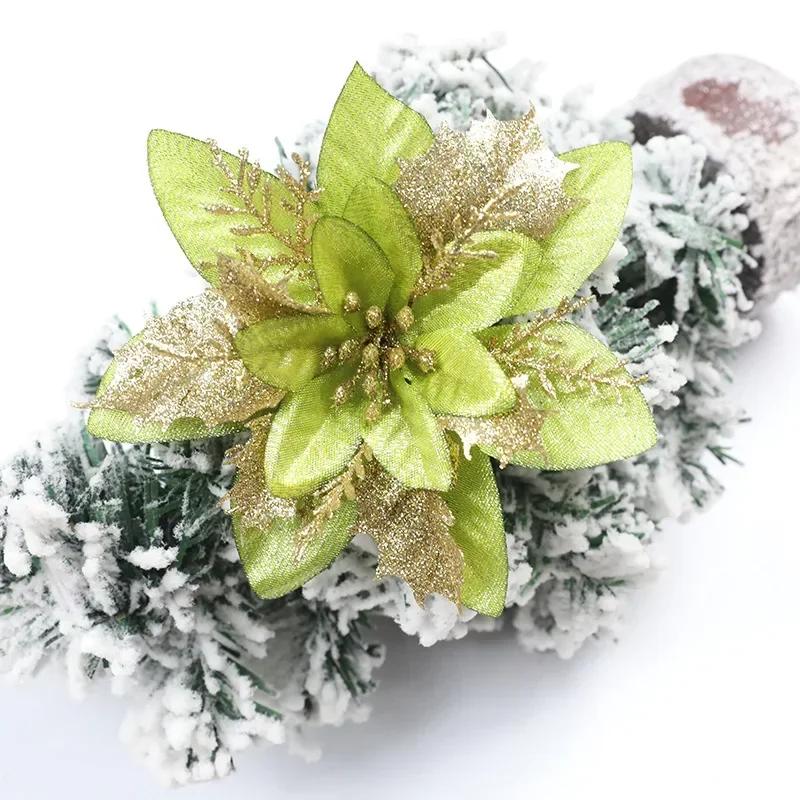 5 Stück Künstliche Blumen Weihnachten Blumenschmuck mit Clips Weihnachtsbaum Hängende Ornamente Kunstblume für Neujahrsparty Deko Geschenke