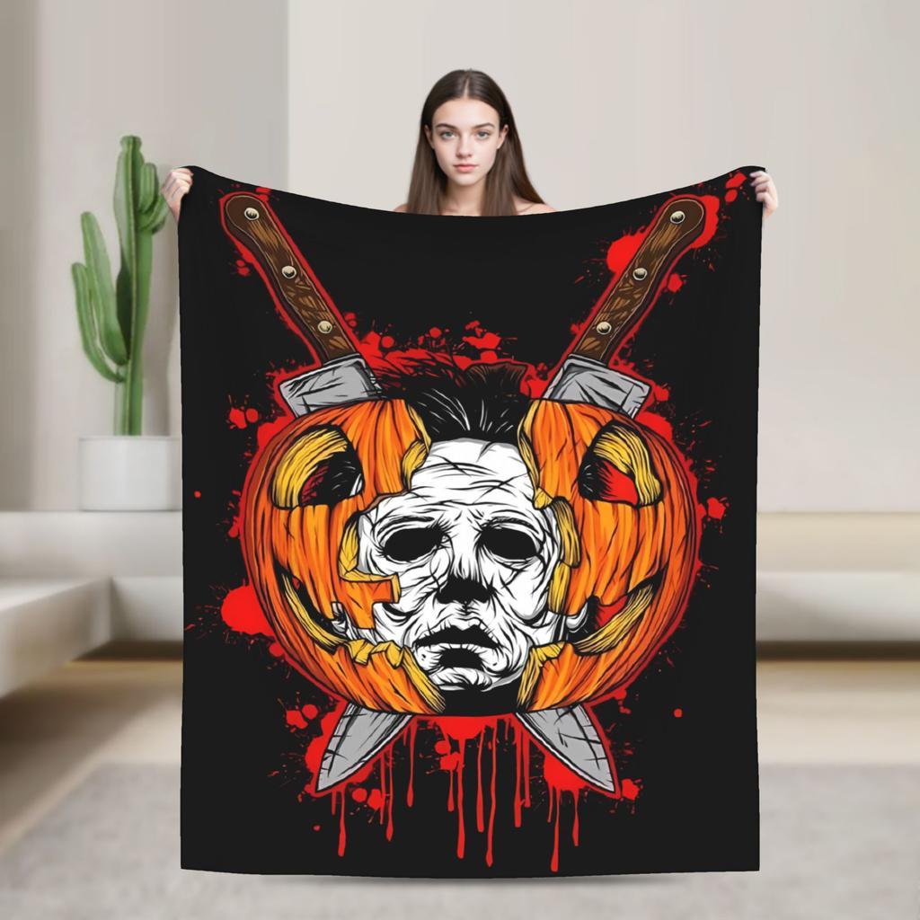 Halloween Michaels Myersed Warm Soft Blanket Decorative Plush Throw Blanket Print Couch Chair Flannel Bedspread Sofa Bed Cover
