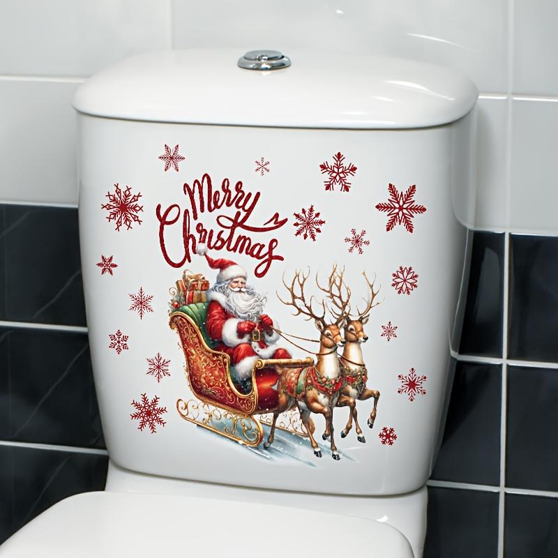 1sheets Cartoon Santa Claus Toilet Sticker Removable PVC Holiday Decoration for Bedroom Nursery Bathroom Toilet Decorat Stickers