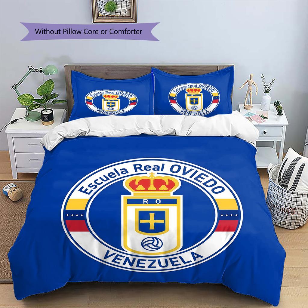 Real Oviedo Muster Bettwäsche Steppdecken-Set Heimdekoration Geschenk (1 Bettbezug + 2 Kissenbezüge (ohne Füllung))