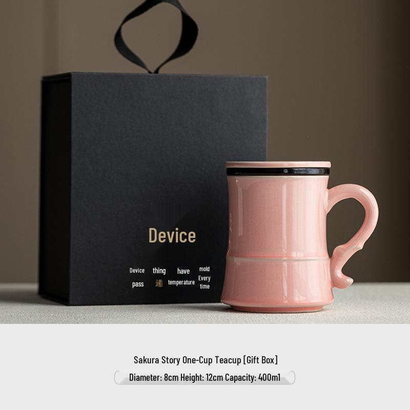 Elegant Pink Ladies Ceramic Mug - Tea & Water Separation, Perfect for Home, Office, or Personal Use