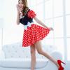 Elegante Costume Sexy da Donna Adulta con Personaggio Minnie Mouse a Pois per Halloween