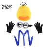 Yellow Knitted Beanies Hat Knit Costume Set, Retro Round Glasses Suspenders Gloves, Halloween Party Adult Theme Costumes Cosplay Accessories