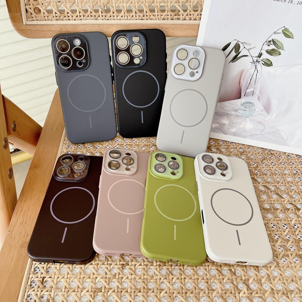 Applicable to iPhone16 thin ring magnetic mobile phone case Soft and skin-friendly Apple 15 crystal lens film Anti-drop protective case