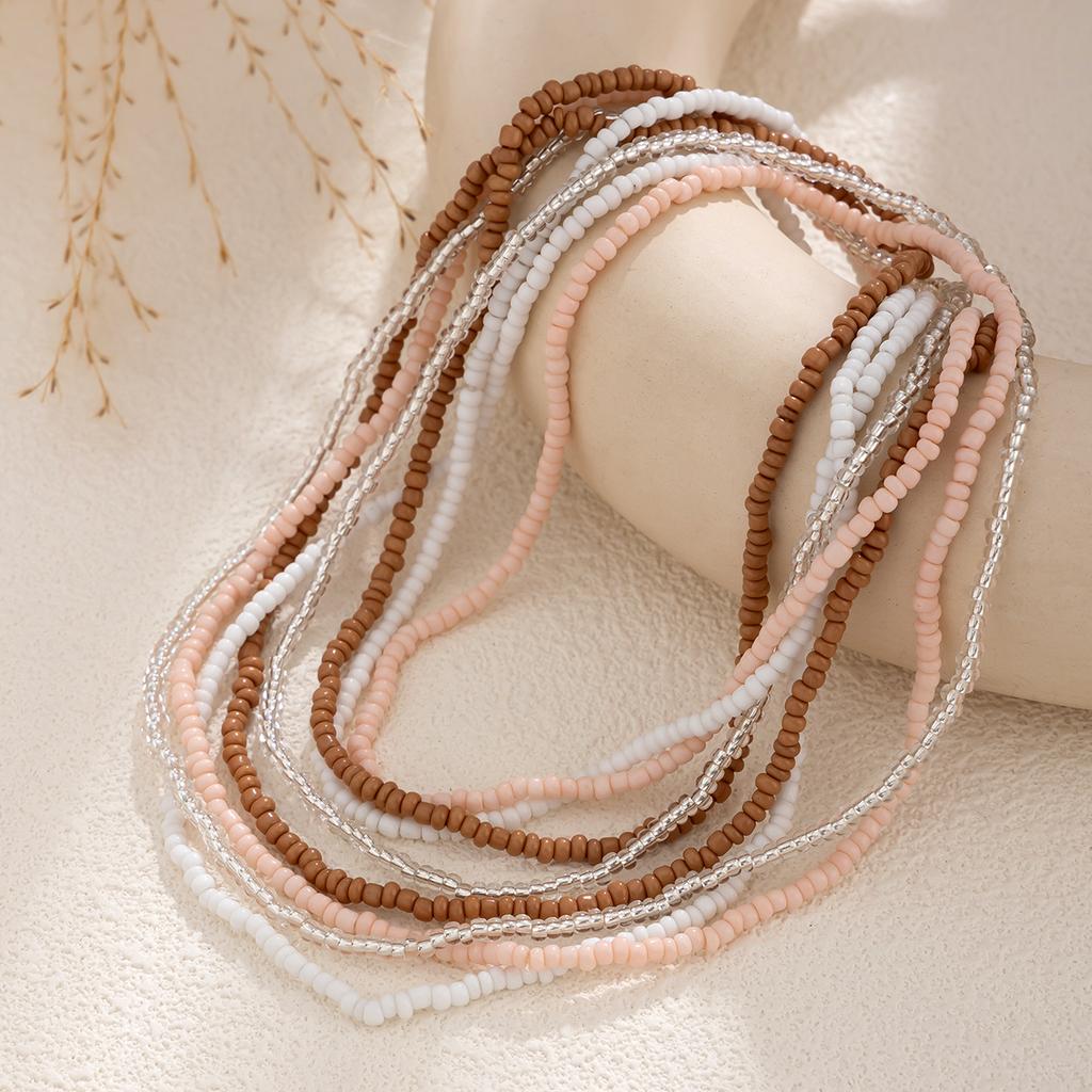 4Pcs Creative Boho Colorful Elastic Seed Beads Waist Belly Belt Chains for Women Summer Bikini Sexy Body Jewelry Y2K Accessories