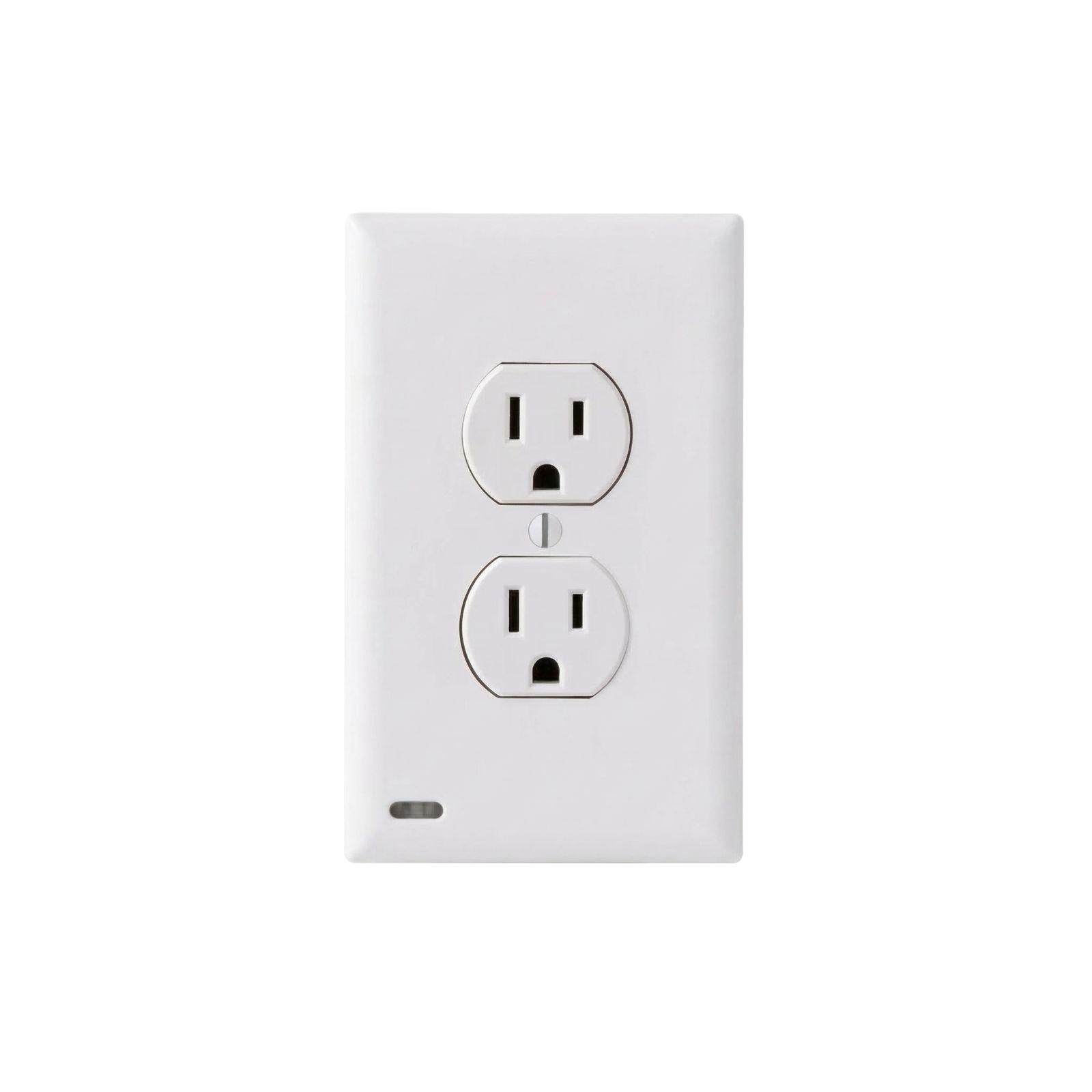 

Electrical Wall Outlet Cover Plate with Dual Socket and Built-in Night Light Energy Efficient Design for Home and Office Use One Size білий