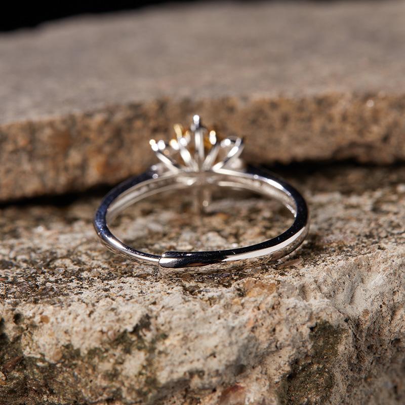 S925 Sterling Silver Natural Color Treasure Citrine Ring Sun Live Daily Light Luxury Lucky Women'S Open Ring