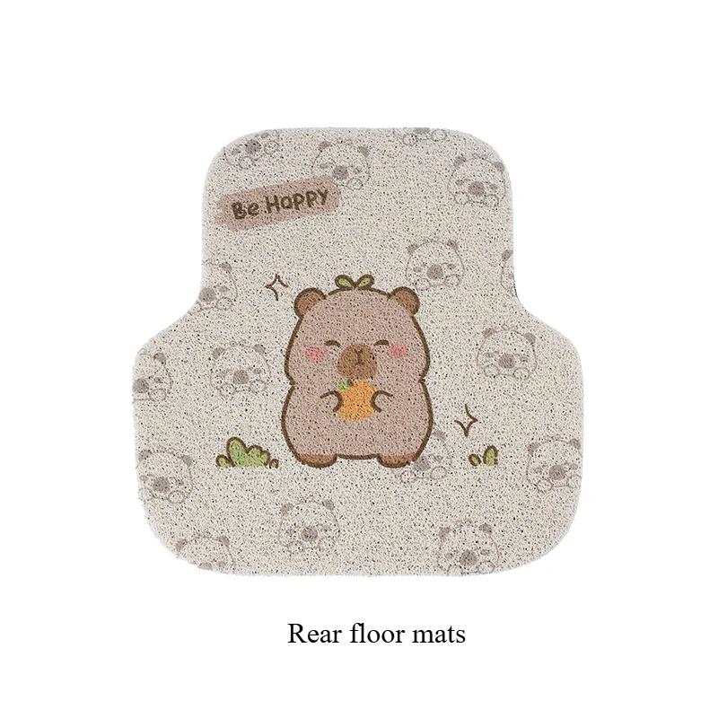 Universal Cute Capybara Car Floor Mat Set - Tailored Wire Mat Wear Resistant Stain Resistant Auto Mat Accessories