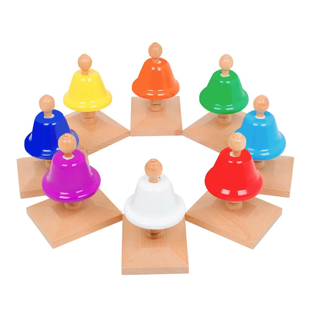8 Note Diatonic Metal Bell Colorful Handbell Hand Percussion Bells Kit Musical Accessories for Kids Children for Learning
