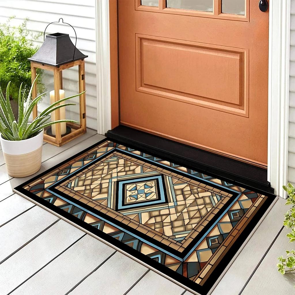 Vintage Luxury Welcome Doormat Stain-Resistant and Durable Entrance Hallway Doormat Bathroom Rug Home Decor