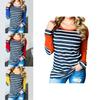Autumn New Striped Stitching Round Neck Long-sleeved T-shirt Bottoming Shirt For Effortless Style And Comfort