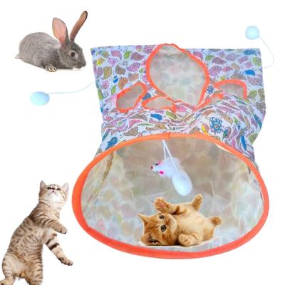 Katzentunnel Spielzeug mit Plüschball Knisterpapier Zusammenklappbare Tunnel Tasche Katze