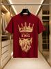 2026 New Arrival 100 Cotton Tshirt Gold Crown Beard Live Like A King Letter Print Vintage Luxury Crew Neck Unisex Casual Short Sl