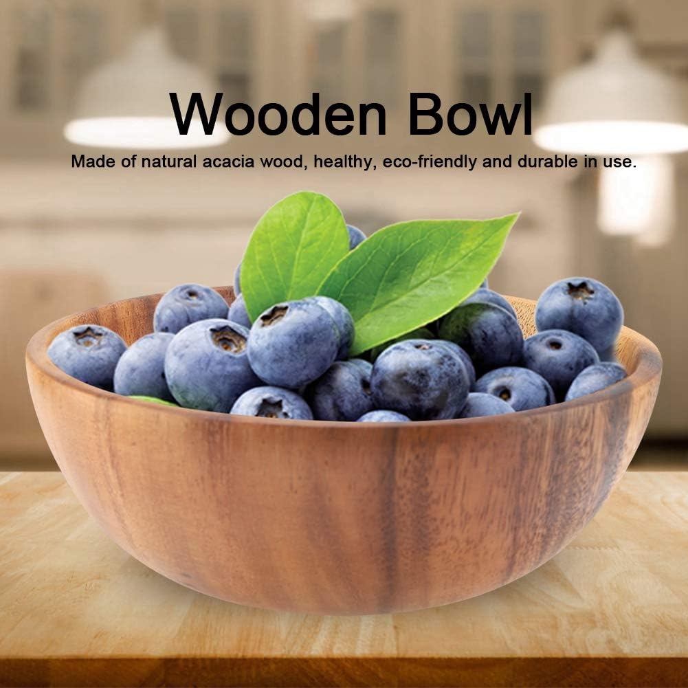 Yosoo Solid Wood Bowl, Acacia Wood Salad Soup Dining Bowl, Natural Hand-Made Classic Large Round, Kitchen Utensils (20 * 7 cm / 7.9 * 2.8 inch)