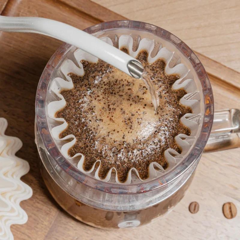 50pcs 1-2Cups Basket Coffee Paper Filter Pour Over Filter Papers Fits B75 Coffee Dripper Basket Dripper Coffee Filter Paper