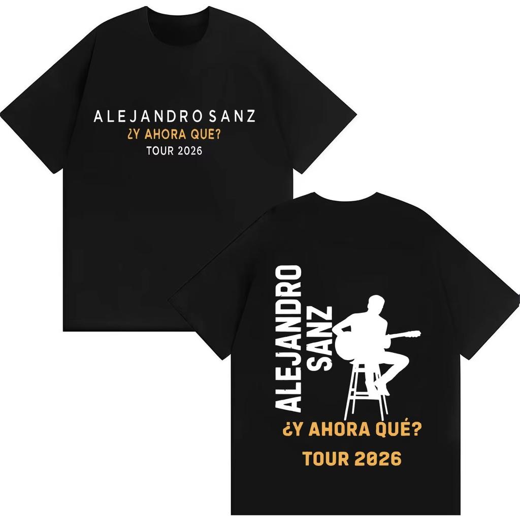 Singer Alejandro Sanz 2026 New Graphics Tshrit Crewneck Y2k Casual Short Sleeve Tees Unisexs Unisexs Pure Cotton Streetwear Hip Hop