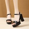 New Summer Women Thick Heel Sandals With Platform Soft Leather Comfortable Stylish Height Increasing Shoes