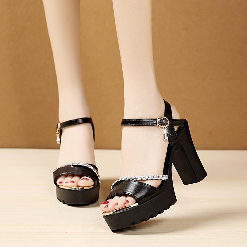 New Summer Women Thick Heel Sandals With Platform Soft Leather Comfortable Stylish Height Increasing Shoes