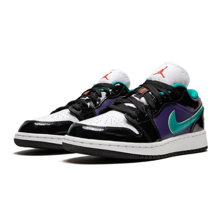 Jordan 1 Low Black Court Purple Turbo Green GS 553560-035