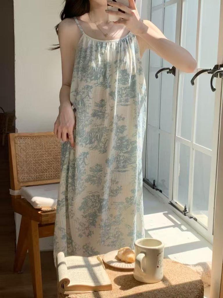 Summer Nightgown: Long, Loose, Breathable, Casual Camisole Dress