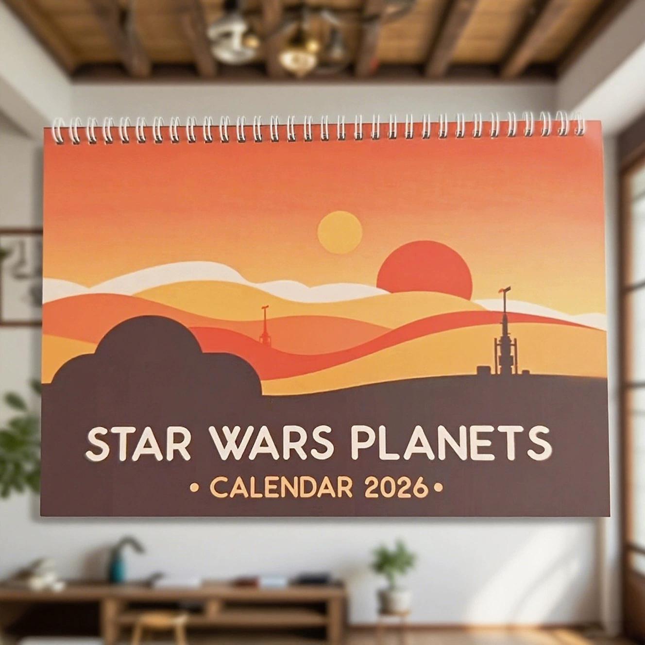 

2026 Planet Station Calendar January-December 2026 Dates Durable Paper Detailed Illustr for Home Office Decor Yearly Organizer