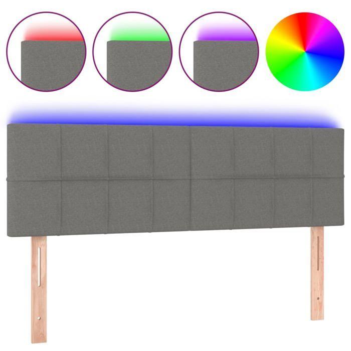VidaXL Tête de Lit à LED Meuble de Chambre à Coucher Accessoire de Lit Double Tête de Cadre de Lit Intérieur Gris Foncé 3121611