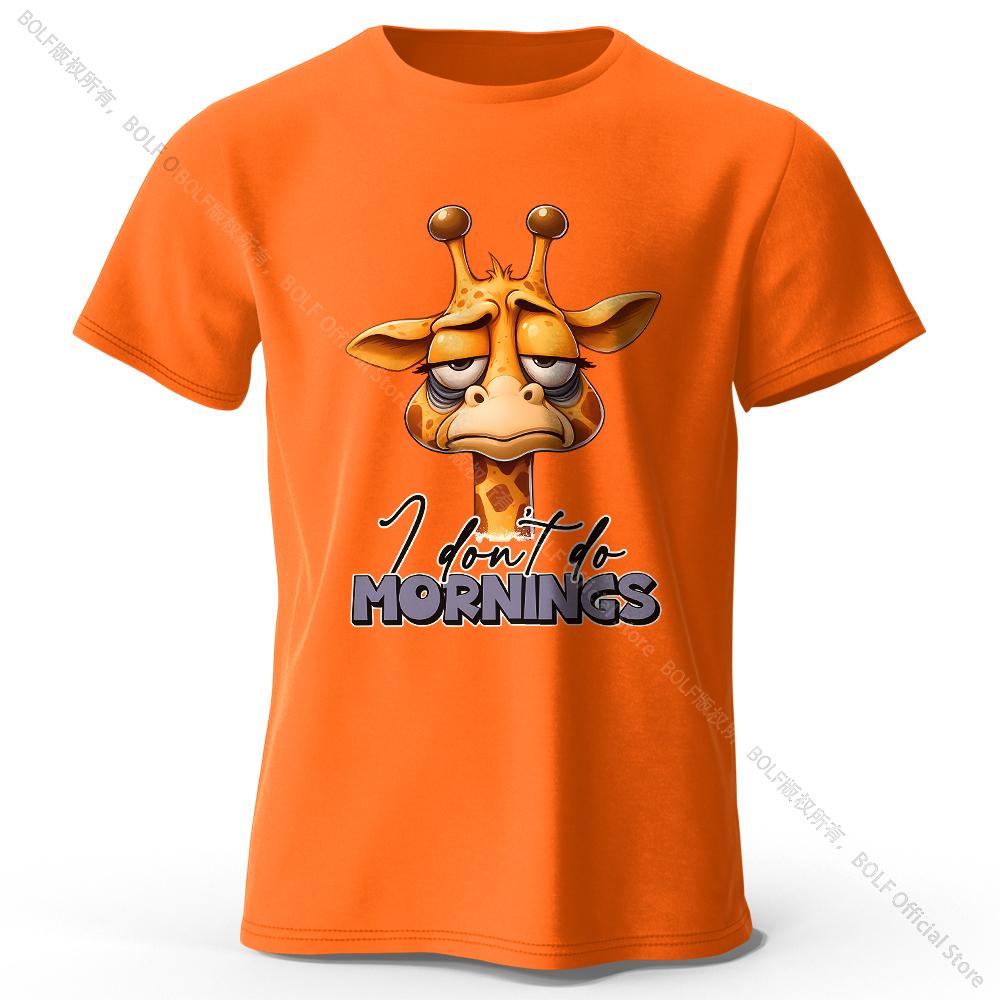 Summer Round Neck 3D Cartoon Giraffe Printed Top Fashionable Casual Short Sleeved Children's Boy T-shirts