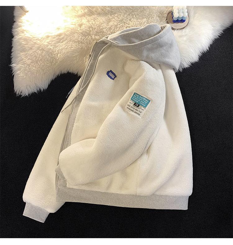 Damen-Sweatshirt mit Fleece-Verdickung, lockerer Cardigan-Mantel