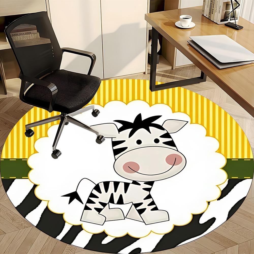 1pc Zebra, CartoonChair Carpet for Office, Indoor Non-Slip Washable Polyester Fiber Carpet, Mat For Office, Machine Washable