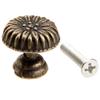 5 Stück Antikmessing Rund Schmuckschatulle Zuggriff Schublade Schrank Garderobe Schrank Blumenmuster Knopf für Holzbox mit Schrauben