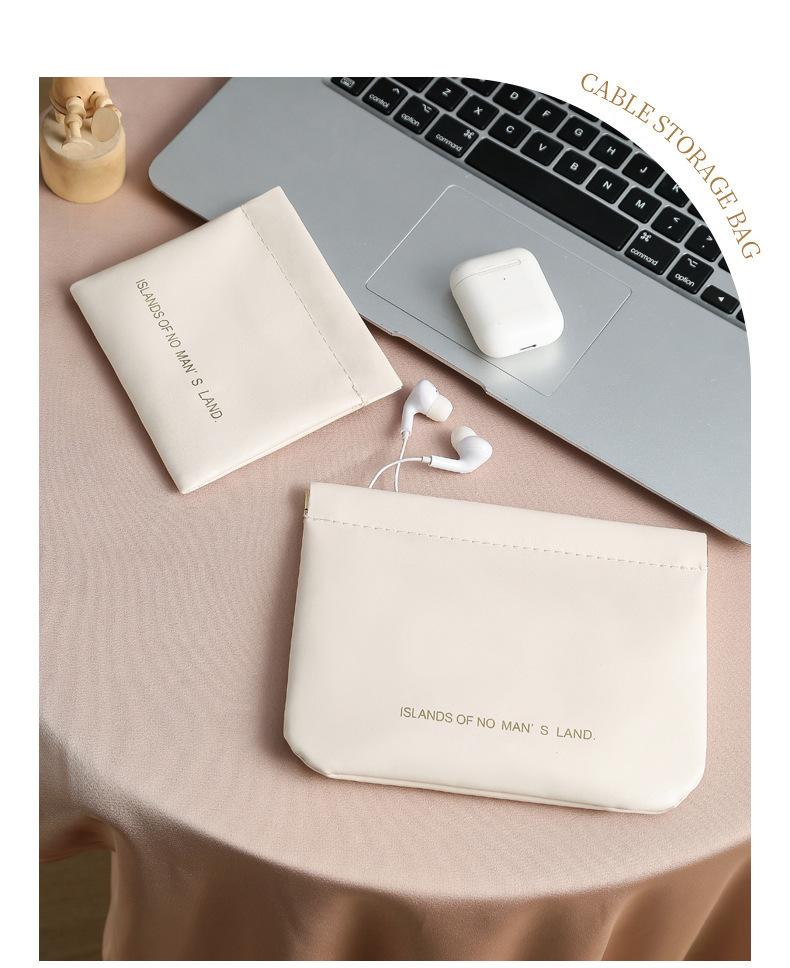 PU Fashion Portable Cosmetic Bag Cover Closure Handle for Travel Storage Protective Case for Sanitary Napkins Lipstick Sundries