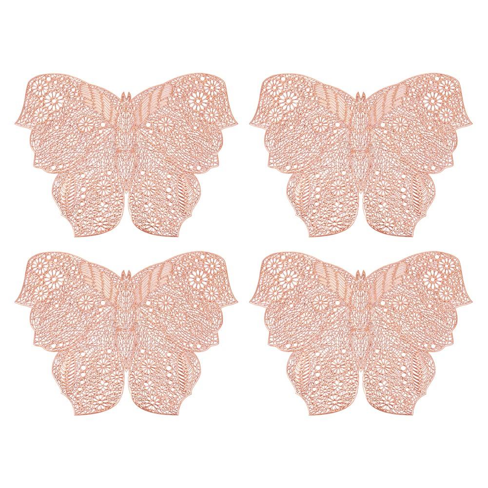 

Beautifully Crafted Butterfly Design Placemat Set Perfect for Table Settings white