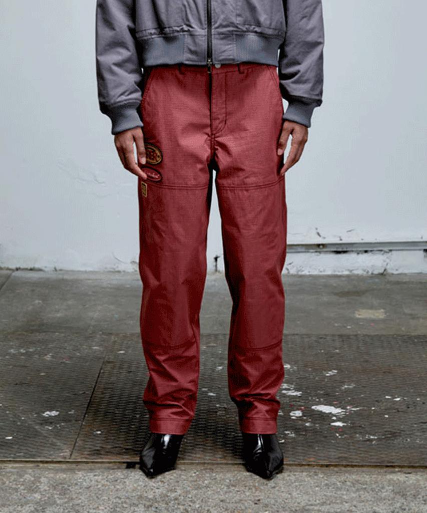 ERER Board Work Pants With Patch Detail Red
