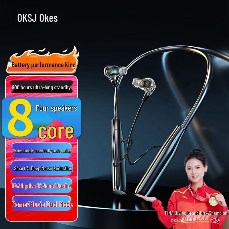 OKSJ Neckband Bluetooth Sports Headphones