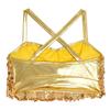 Kids Jazz Dance Top Glitter Sequins Tiered Ruffles Crop Camisole with Cross Back for Performances