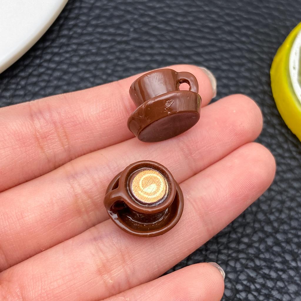 10Pc/Set New Popular Realistic Coffee Bean And Coffee Cup Pendants, Resin Accessories For Diy Creative And Fun Earrings Necklace