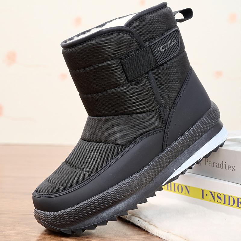 Mode High Top Herren Wasserdichte Winterstiefel Outdoor Dick Plüsch Weiche Schneestiefel Leicht Rutschfest Knöchelstiefel Einfarbig Schneestiefel