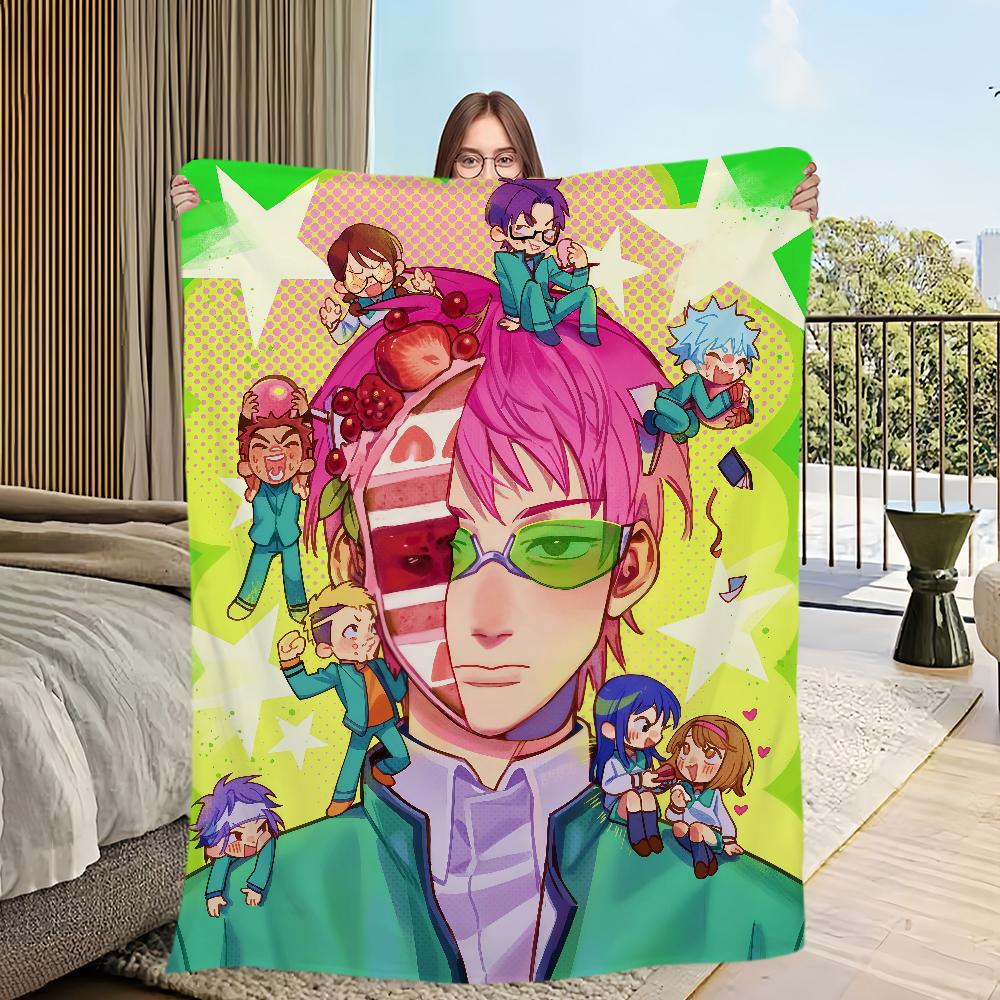 

funny art anime d-Disastrous Life of s-Saiki K Flannel warm soft plush blanket for sofa living room office bedroom travel gift 75x90cm