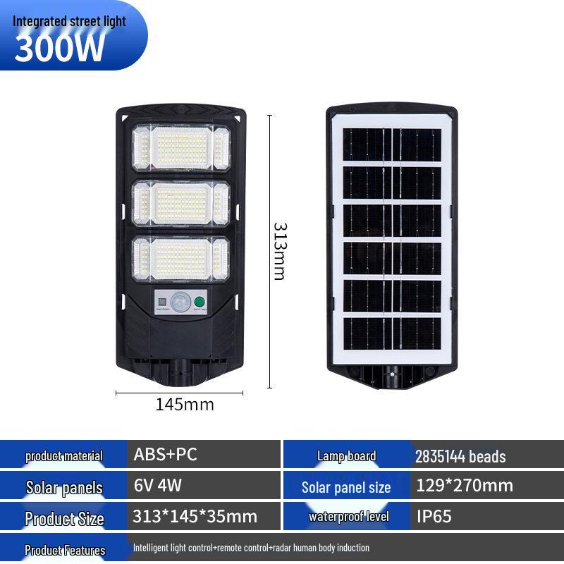 Luminária LED Solar de Rua e Parede 2024: Luminária de Pátio Externa Impermeável de Três Lados