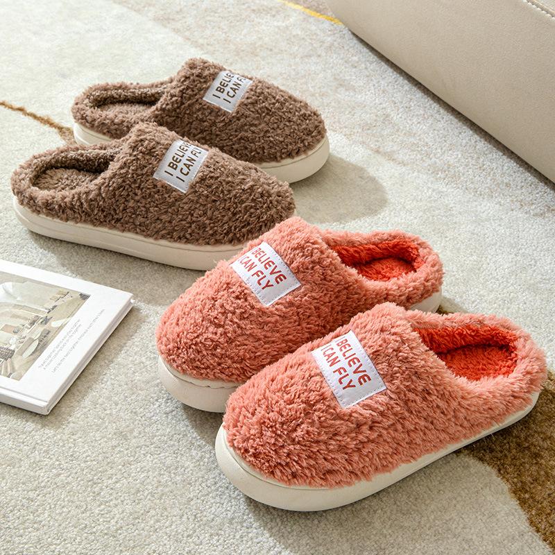 Winter new cotton slippers for home use comfortable warm non-slip cotton slippers thickened soft bottom outer wear cotton slippers