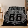 Retro Route66 America Mother Road Sign Flannel Blanket Soft Warm Throw Blanket for Bedroom Living Room Bed Travel Camping Picnic