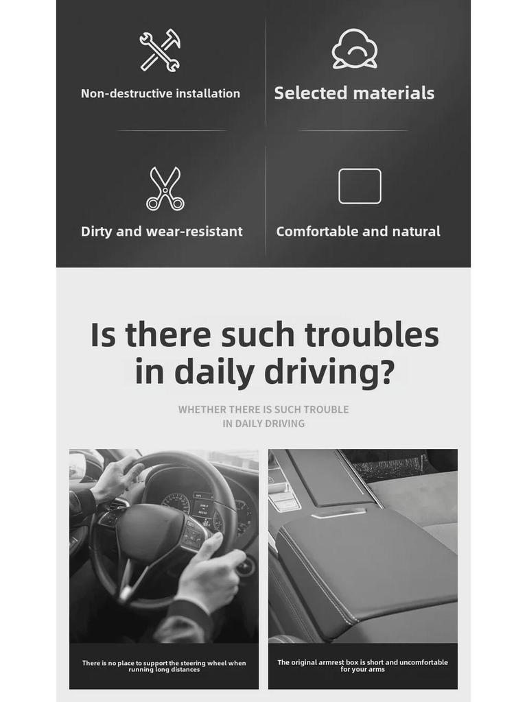 Universelles Auto-Armlehnenpolster: Aufbewahrungstasche, Taschentuchhalter und Ellenbogenstütze