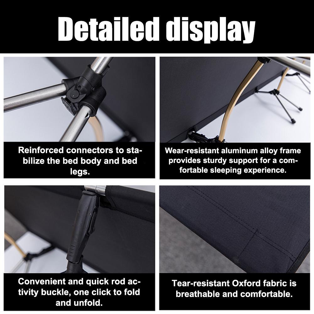 Outdoor Ultralight Portable Folding Sleeping Bed Office Siesta Noon Break Bed Aluminum Alloy Rod