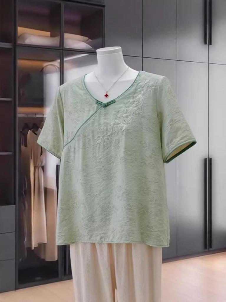 Mother's Day Retro Embroidered Short-Sleeve T-Shirt - Fashionable, Loose, and Versatile Summer Top